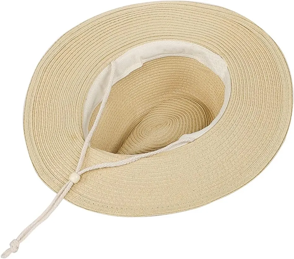 Western Cowboy Hat for Men Women Beach Sun Hat Wide Brim Panama Fedora Outdoor Foldable Summer Straw Sombrero Rancher Cap
