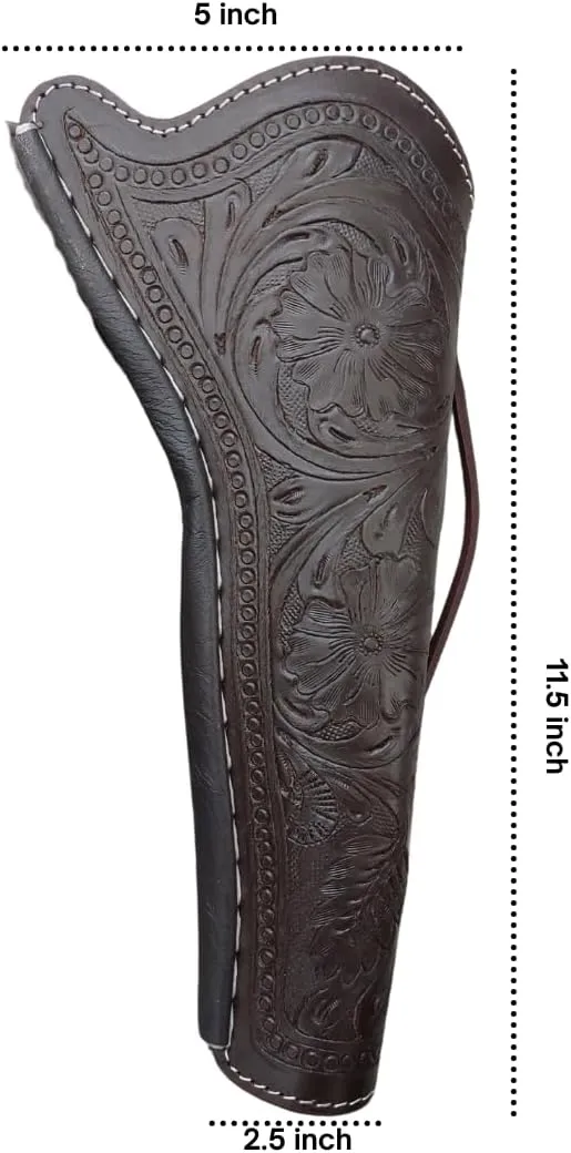 Western Gun Holster – Cross Draw – Handmade Full Grain Leather – Fits 6.5” to 9.5” Revolvers – Right Hand Draw – Hand Tooled Cowboy Holster – Vintage Western Style