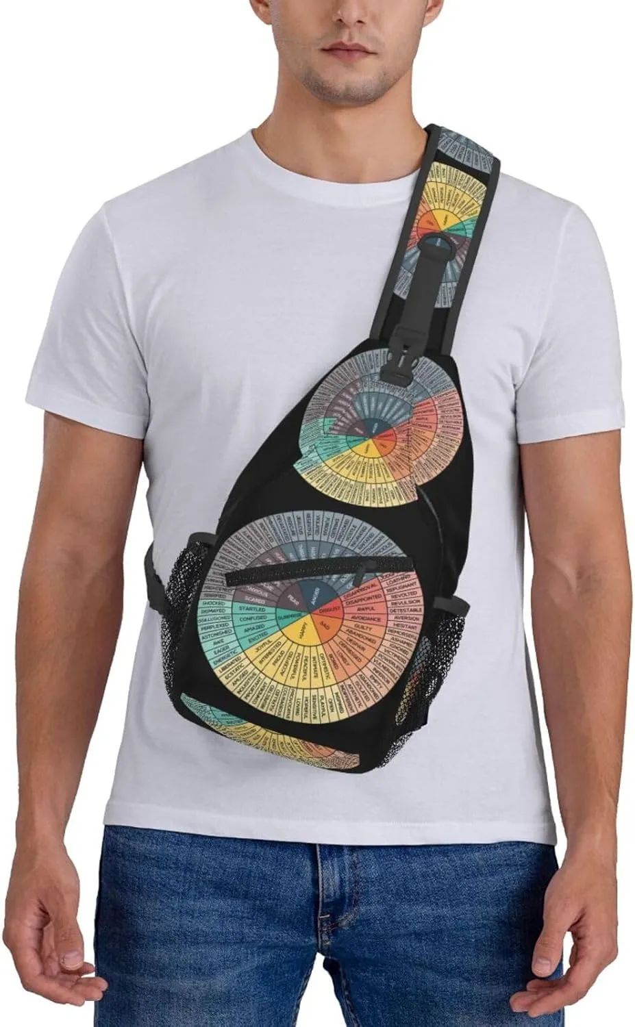 Wheel Of Emotions Crossbody Bag Cross Chest Bag Adjustable Sling Backpack Sports Gym Shoulder Bags Travel Cycling Daypack Diagonally Casual Rucksack