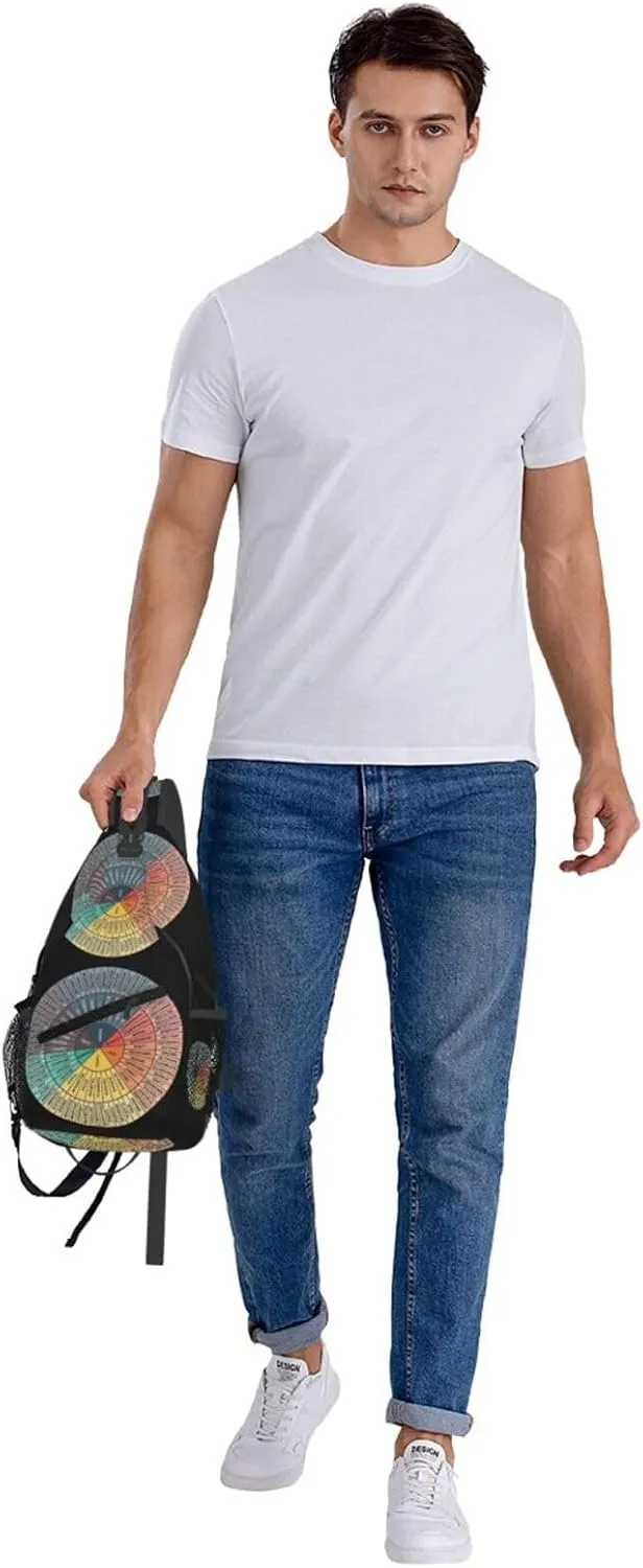 Wheel Of Emotions Crossbody Bag Cross Chest Bag Adjustable Sling Backpack Sports Gym Shoulder Bags Travel Cycling Daypack Diagonally Casual Rucksack