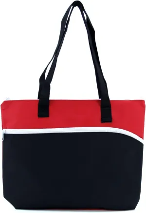 White Accent Zippered Tote Bag/Shoulder Bag/Durable Bag