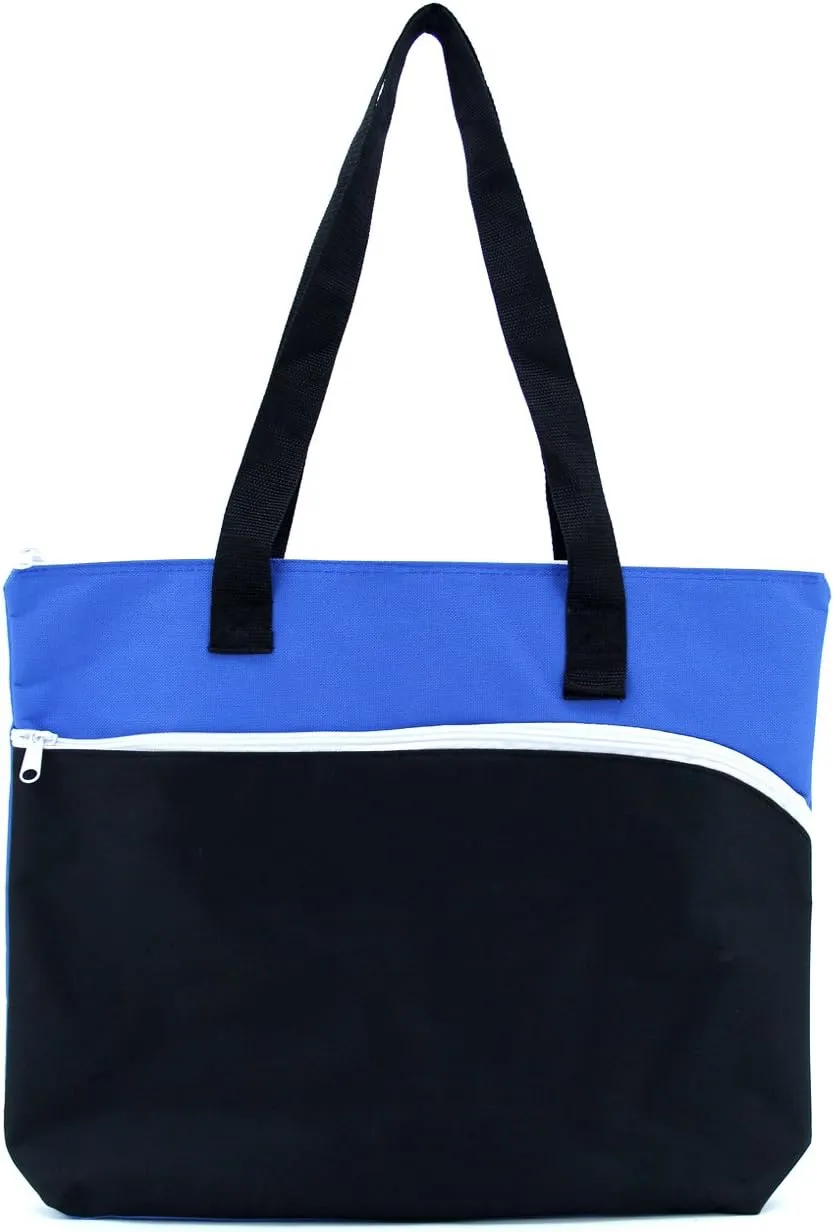 White Accent Zippered Tote Bag/Shoulder Bag/Durable Bag