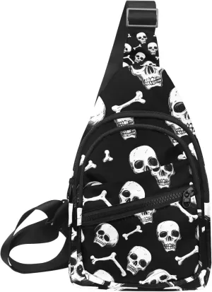 white skulls and bones Sling Bag for Women Men Crossbody Shoulder Tote Blet Bags Backpack Fanny Pack Travel Purse