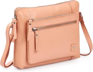 Wise Owl Accessories Small Soft Pebbled Real Leather Crossbody Handbags Purses Sling Crossover Shoulder Bag