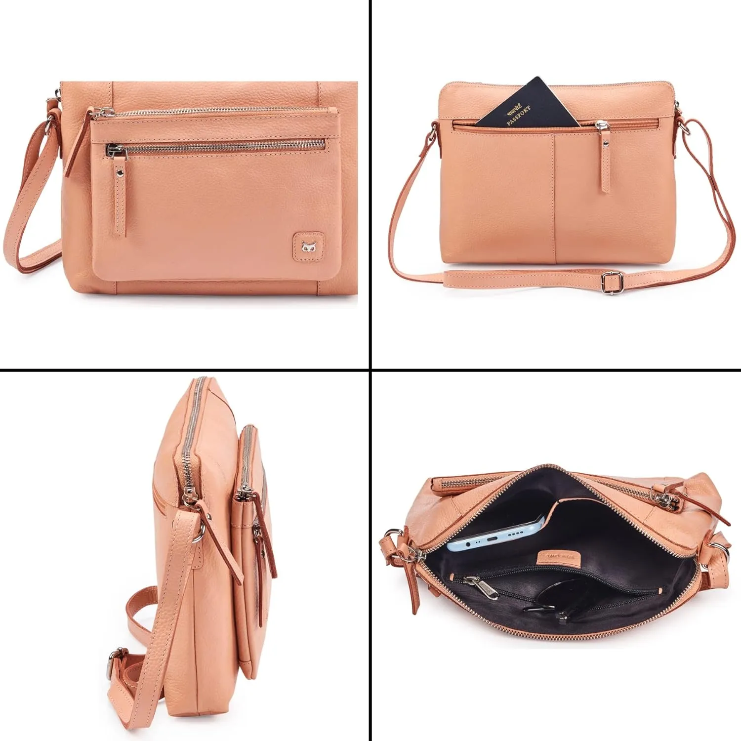 Wise Owl Accessories Small Soft Pebbled Real Leather Crossbody Handbags Purses Sling Crossover Shoulder Bag