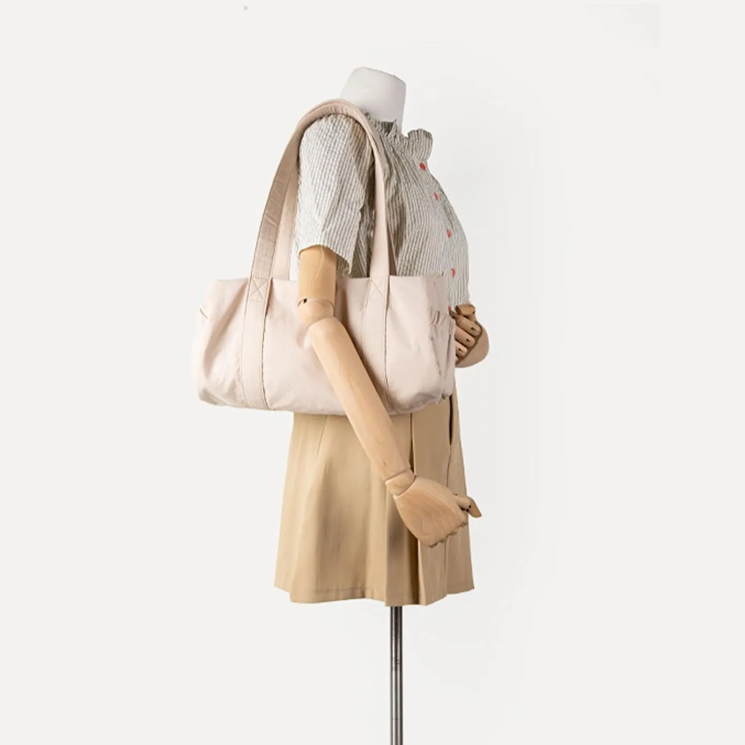 Women Aesthetic Nylon Shoulder Bag Korean Styles Casual Multipurpose Commuters Student Cylinder Underarm Handbag Purse