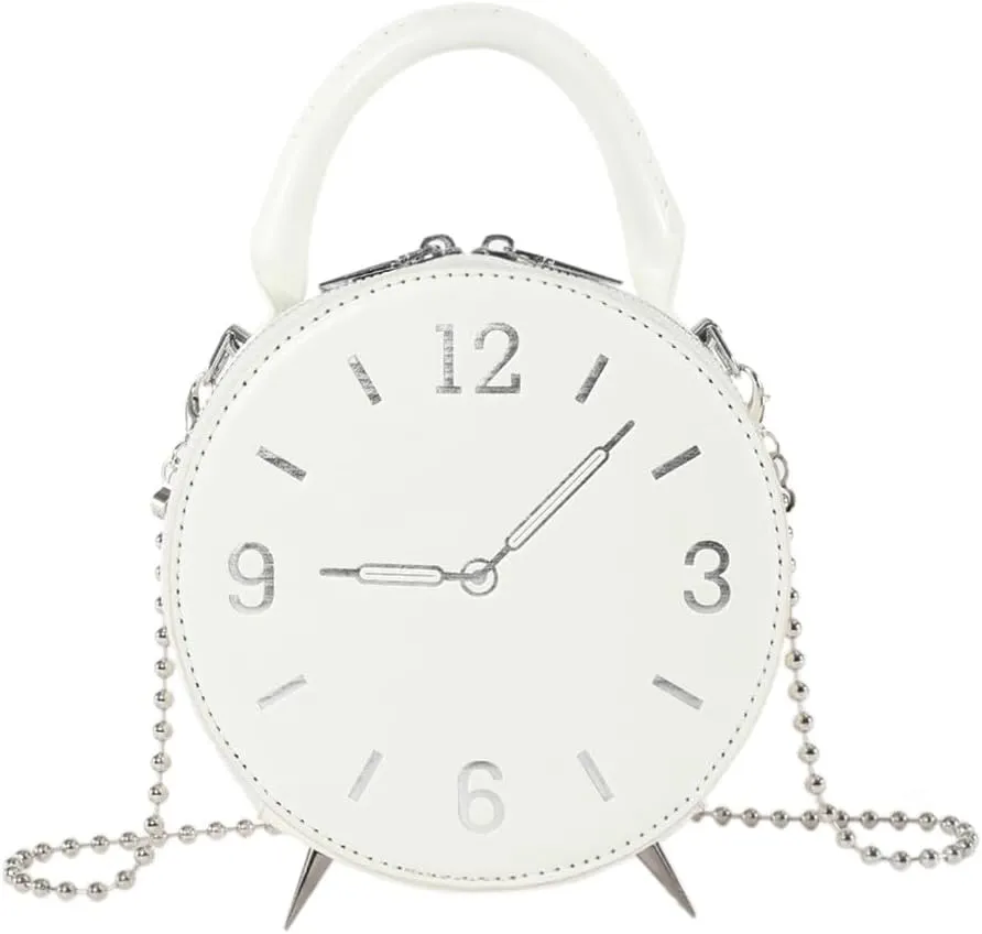 Women Chain Strap Shoulder Bag Small Round Bag Clock Shape Handbag Crossbody Bag