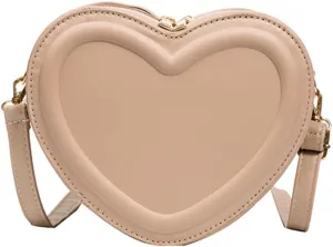 Women PU Leather Heart Shape Messenger Bag - Cute Change Purse, Fashion Shoulder Handbag, Small Crossbody