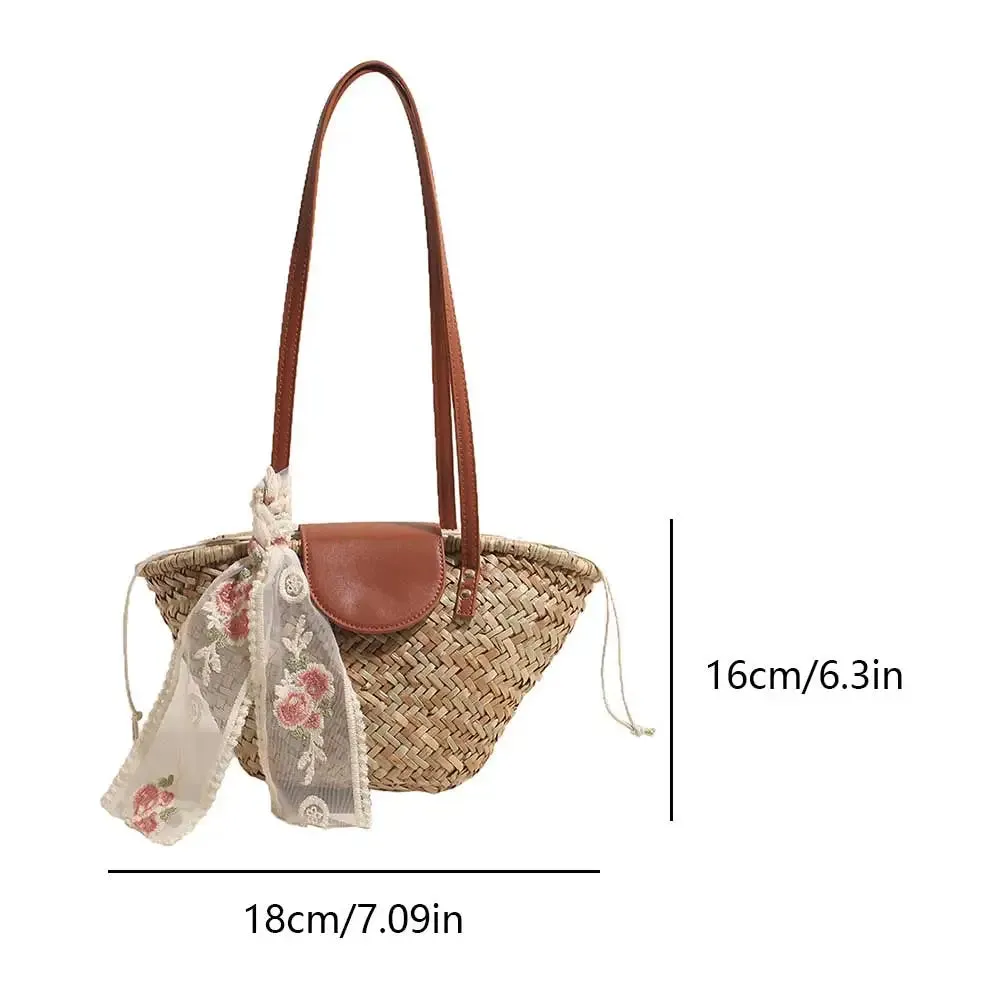 Women Straw Summer Beach Tote Bag