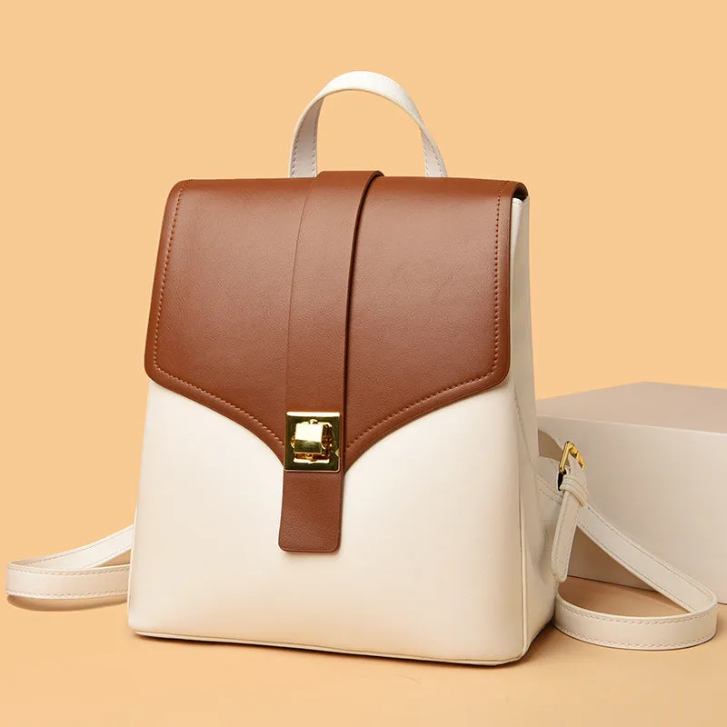 Women's backpack genuine leather shoulder strap elegant travel