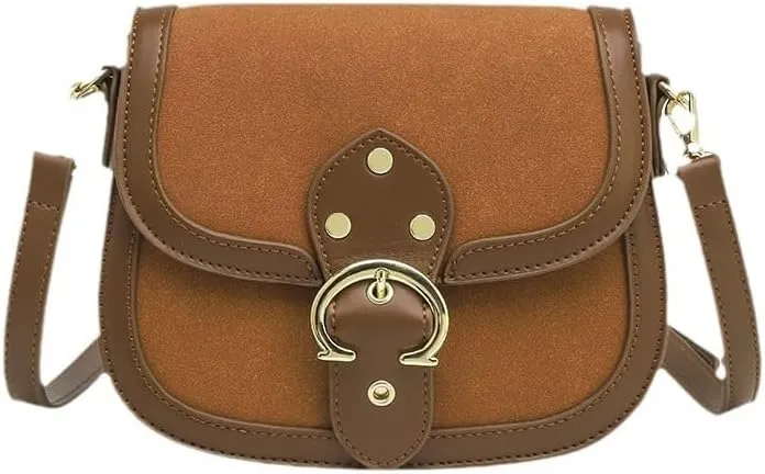 Women's bag frosted saddle bag underarm bag shoulder crossbody bag(Orange)
