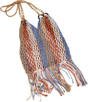Women's Beach Straw Handbag Woven Tote Fishing Net Beach Bag Large Capacity Mesh Rope Combination Handbag