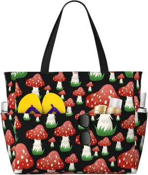 Women's Beach Travel Bags Large Waterproof Tote Bag with Pockets Sandproof Handbag for Beach Gym Vacation
