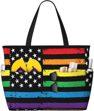 Women's Beach Travel Bags Large Waterproof Tote Bag with Pockets Sandproof Handbag for Beach Gym Vacation