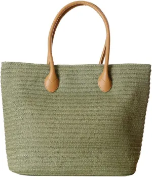 Women's Classic Straw Summer Beach Shoulder Bag Handbag Tote With PU Leather Straps Handmade Purse