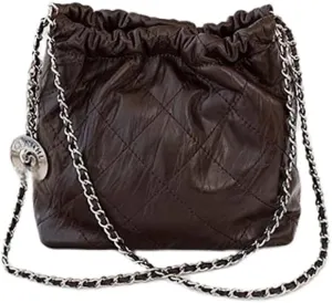 Women's Cowhide Chain Silver Ball Cloud Trash Bag Hangbag Shoulder Crossbody Totes Bucket Bag Versatile Hobo Chis Stylish