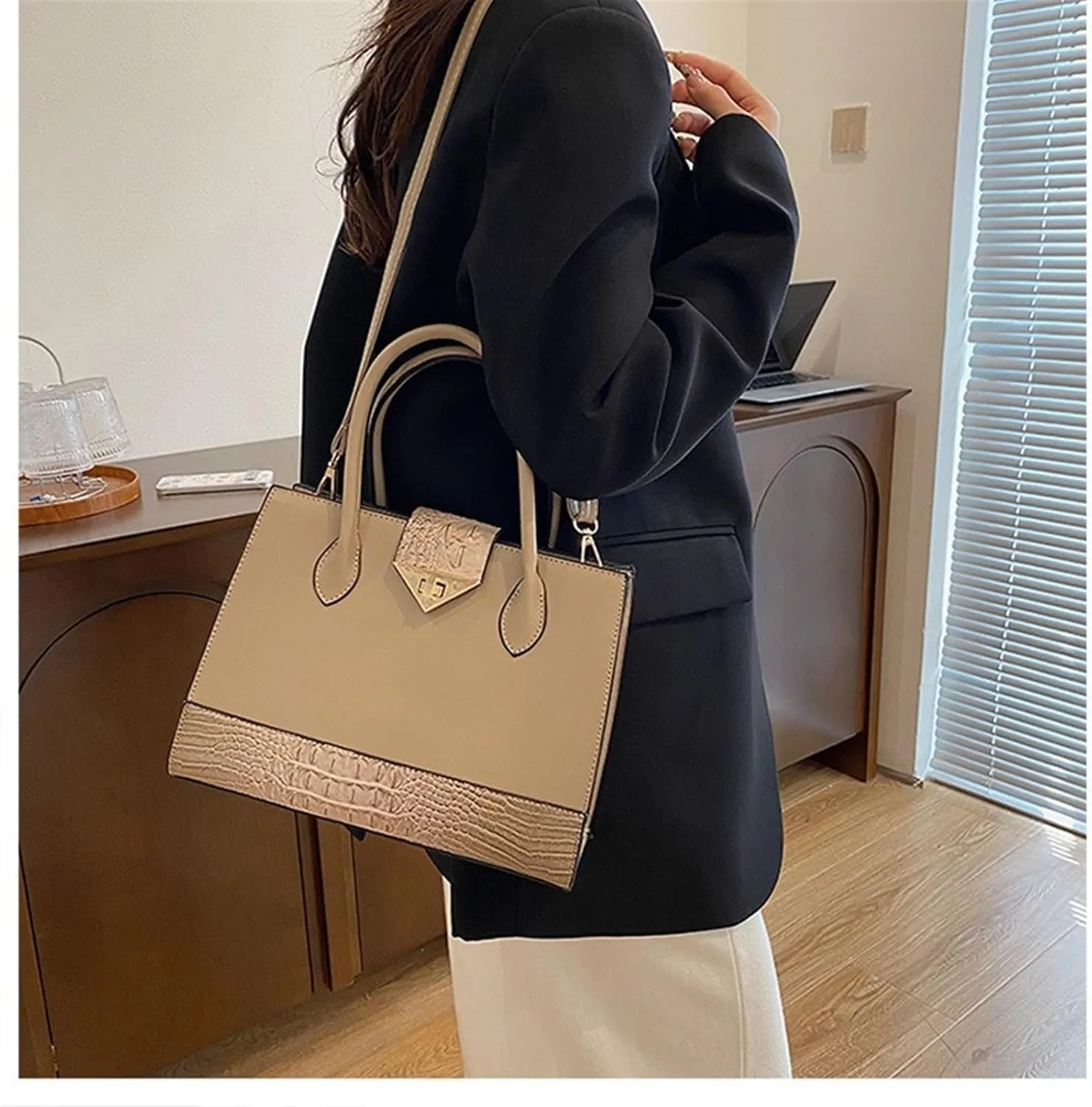 Women's Crocodile Tote Bag One-shoulder Straddle Handbag