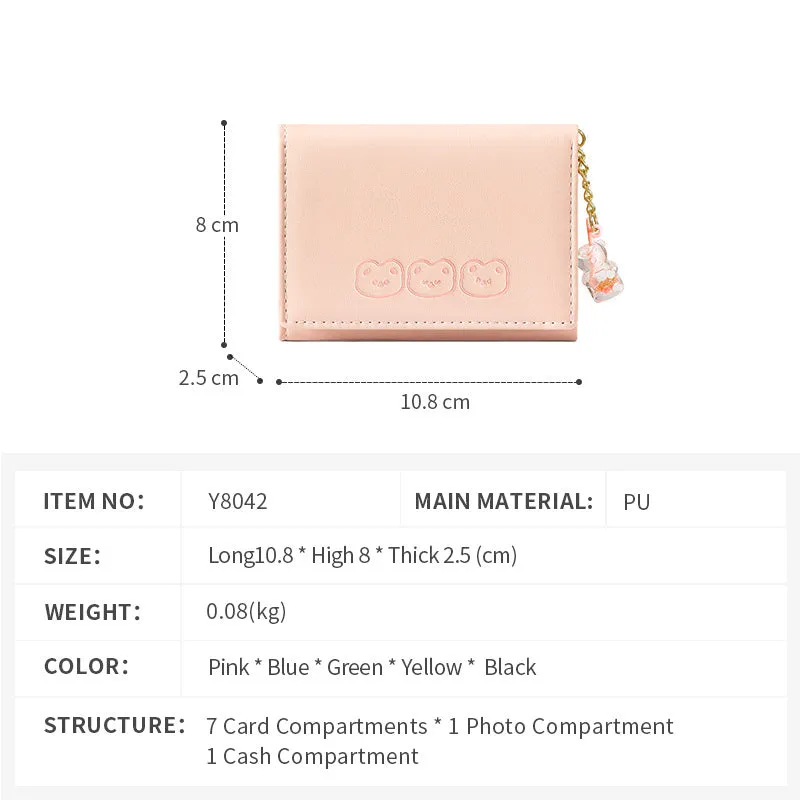 Women's Cute Pendant Korean Style Three-fold Large Ladies Wallets
