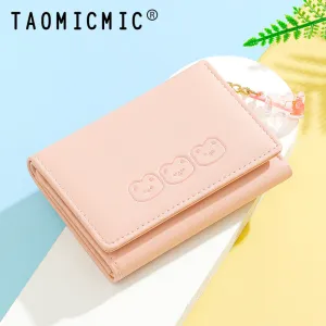 Women's Cute Pendant Korean Style Three-fold Large Ladies Wallets
