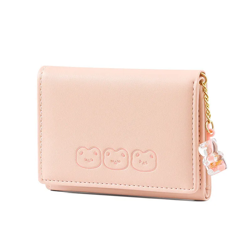 Women's Cute Pendant Korean Style Three-fold Large Ladies Wallets
