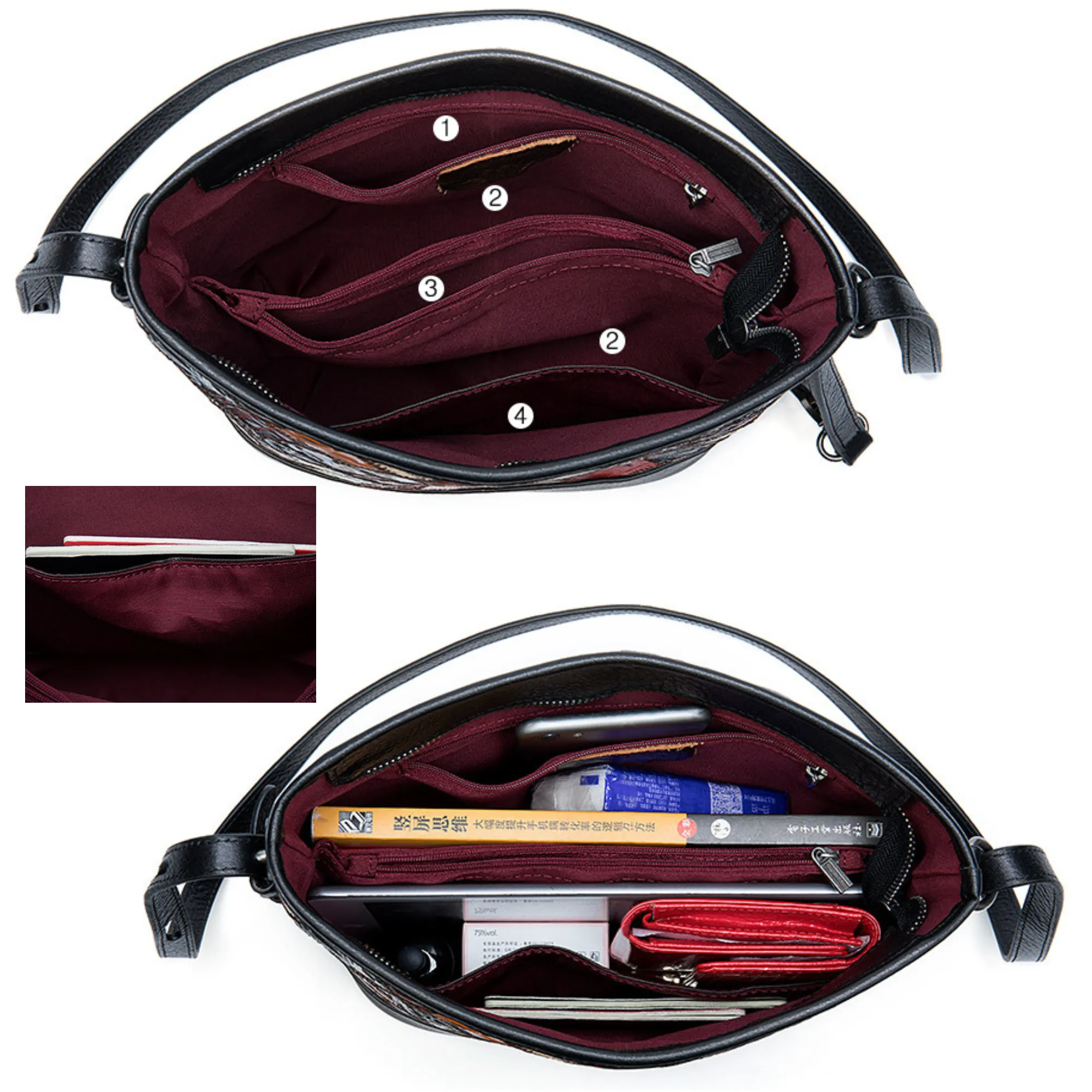 Women’s Designer Genuine Leather Crossbody Tote Satchel Bag