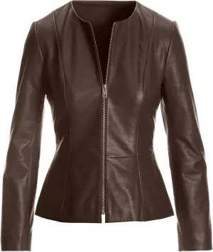 Womens Drowned Black Biker Lambskin Genuine Leather Jacket, Biker Jacket