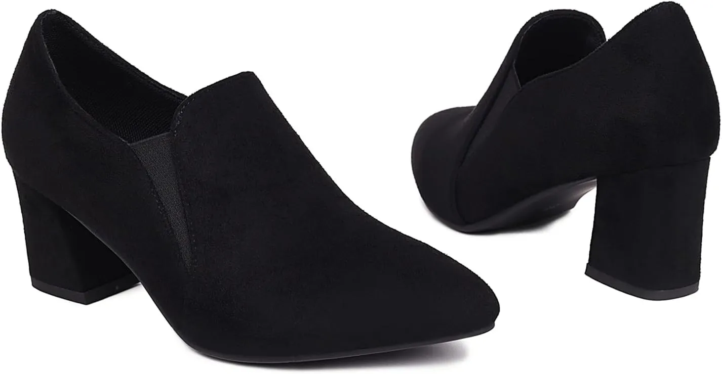 Womens Fashion 6CM Block Heels Pointed Toe Student Single Shoes Concise Oxfords Brogue Shoes A129-1-5 US4-US10