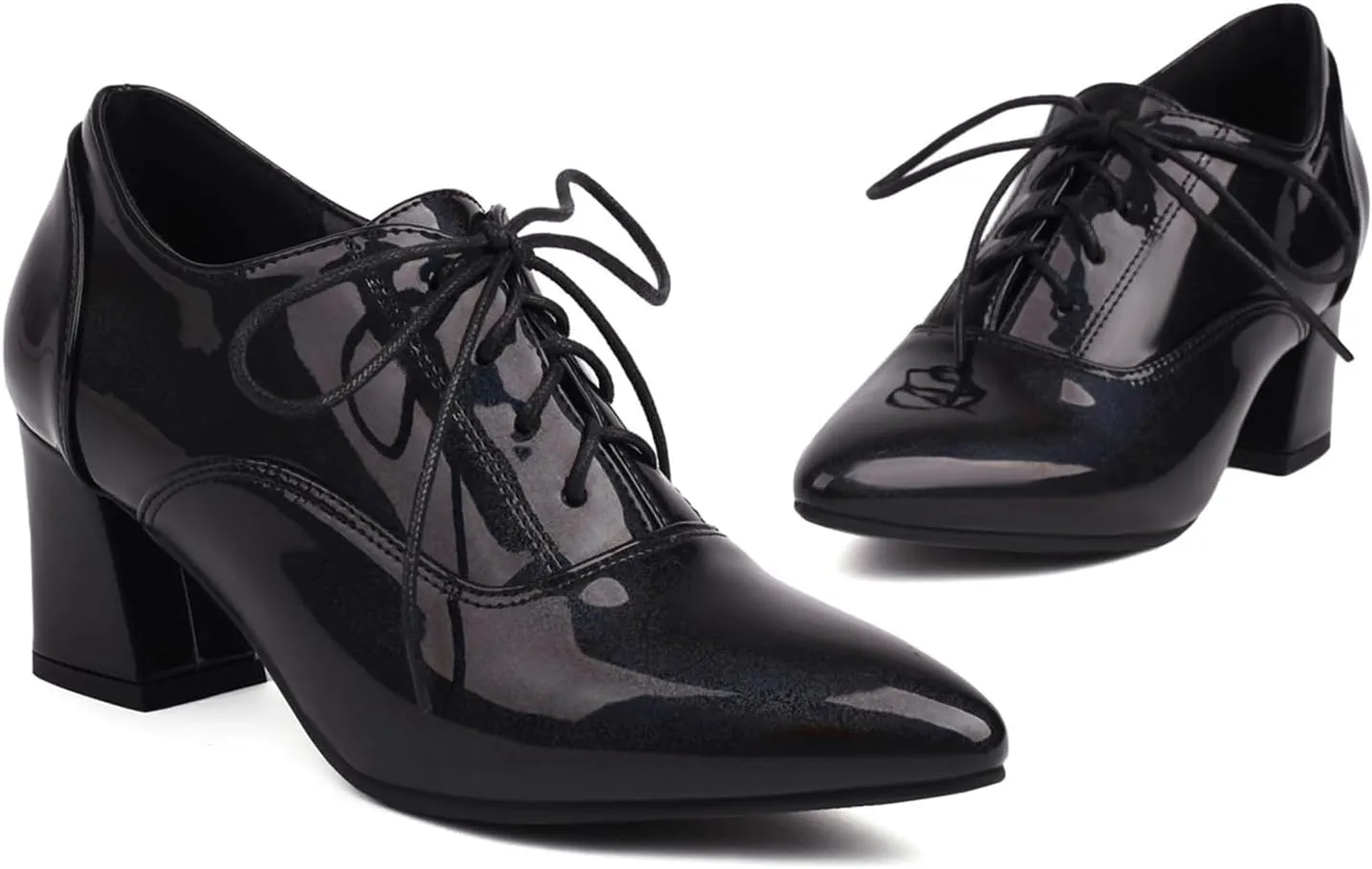 Womens Fashion 6CM Block Heels Pointed Toe Student Single Shoes Concise Oxfords Brogue Shoes A129-1-5 US4-US10