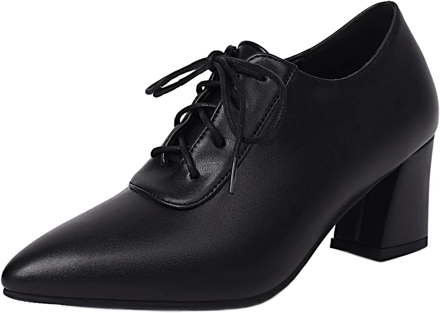 Womens Fashion 6CM Block Heels Pointed Toe Student Single Shoes Concise Oxfords Brogue Shoes A129-1-5 US4-US10