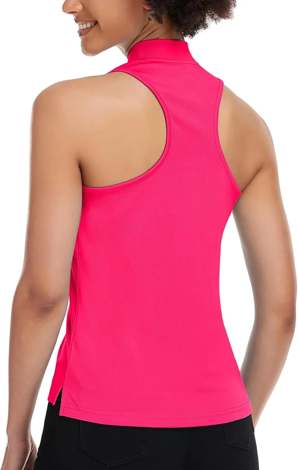 Women's Golf Shirt Sleeveless, V Neck Raceerback Polo Shirts Moisture Wicking, Quick Dry Ladies Tennis T Shirts