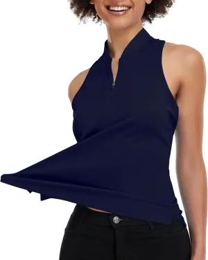 Women's Golf Shirt Sleeveless, V Neck Raceerback Polo Shirts Moisture Wicking, Quick Dry Ladies Tennis T Shirts