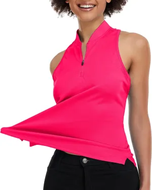Women's Golf Shirt Sleeveless, V Neck Raceerback Polo Shirts Moisture Wicking, Quick Dry Ladies Tennis T Shirts