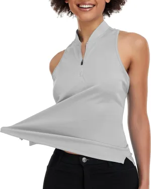 Women's Golf Shirt Sleeveless, V Neck Raceerback Polo Shirts Moisture Wicking, Quick Dry Ladies Tennis T Shirts