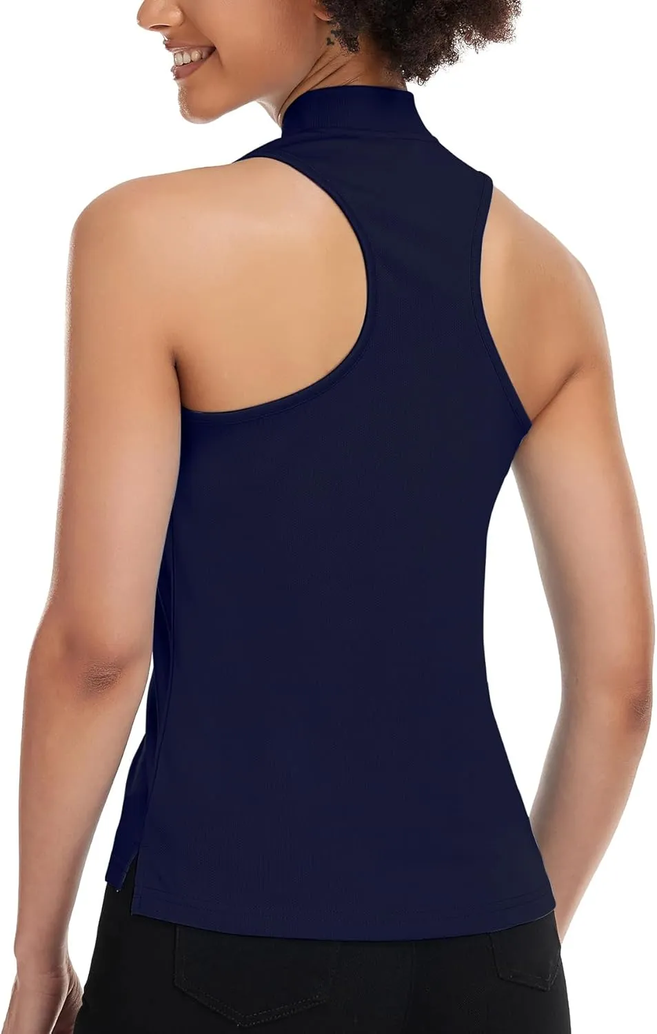 Women's Golf Shirt Sleeveless, V Neck Raceerback Polo Shirts Moisture Wicking, Quick Dry Ladies Tennis T Shirts