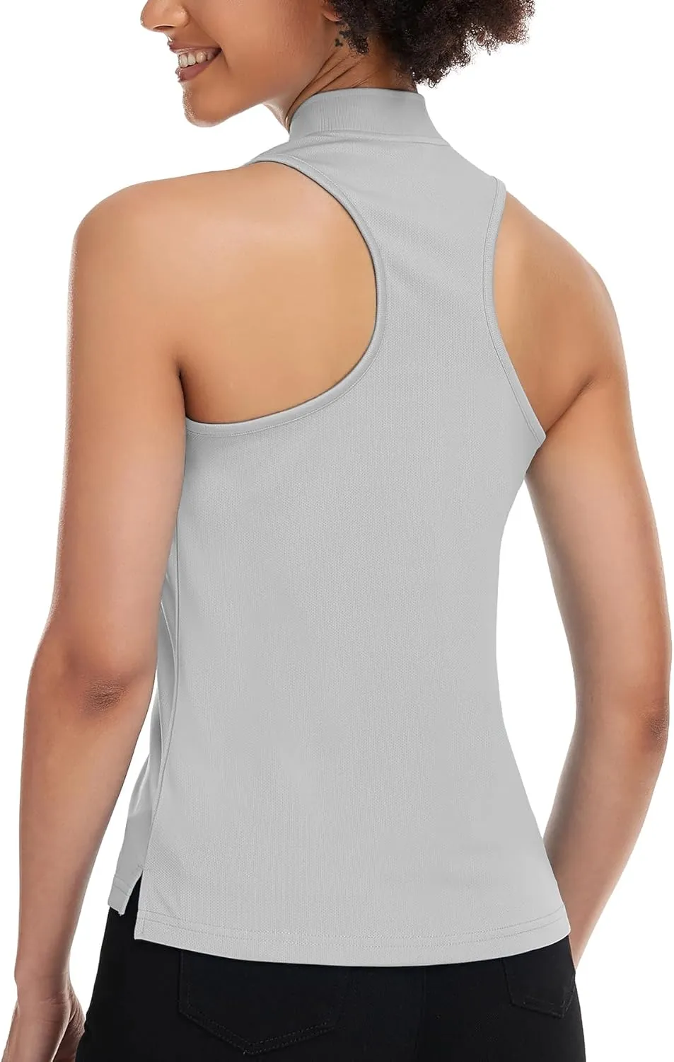 Women's Golf Shirt Sleeveless, V Neck Raceerback Polo Shirts Moisture Wicking, Quick Dry Ladies Tennis T Shirts