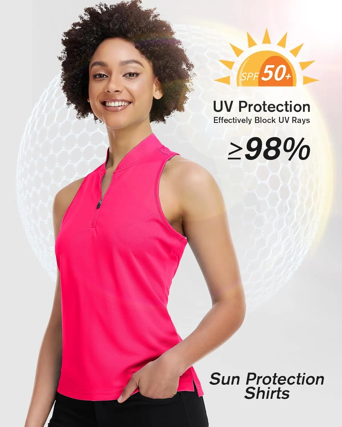 Women's Golf Shirt Sleeveless, V Neck Raceerback Polo Shirts Moisture Wicking, Quick Dry Ladies Tennis T Shirts