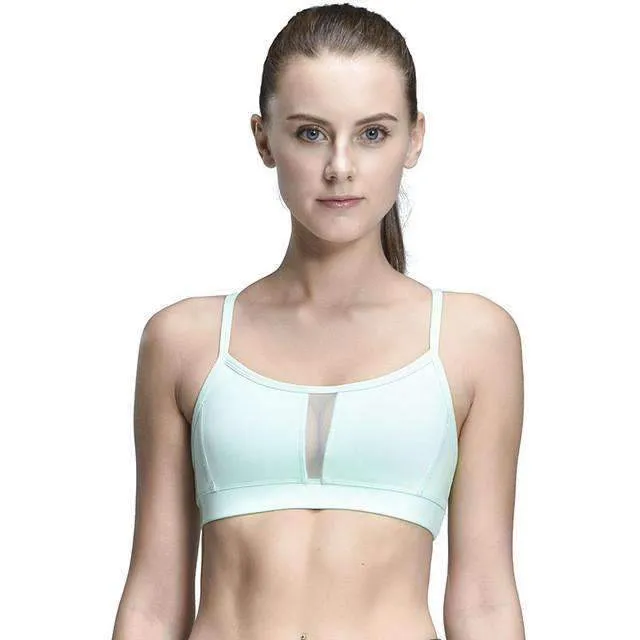 Women's Grey Sports Bra with Hollow Mesh Back