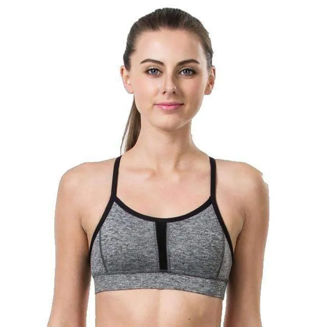 Women's Grey Sports Bra with Hollow Mesh Back