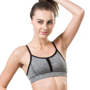 Women's Grey Sports Bra with Hollow Mesh Back