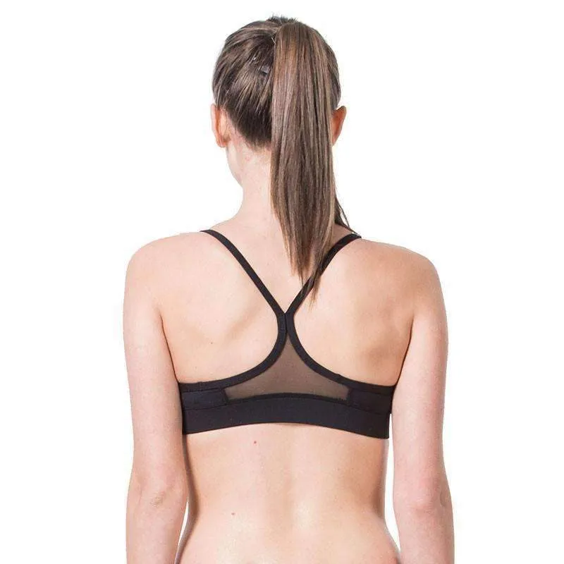 Women's Grey Sports Bra with Hollow Mesh Back