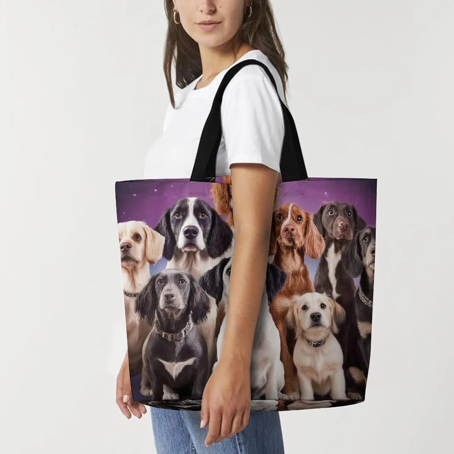 Womens Grocery Bag, Large Capacity Tote Bags Portable Reusable Shopping Shoulder Bag