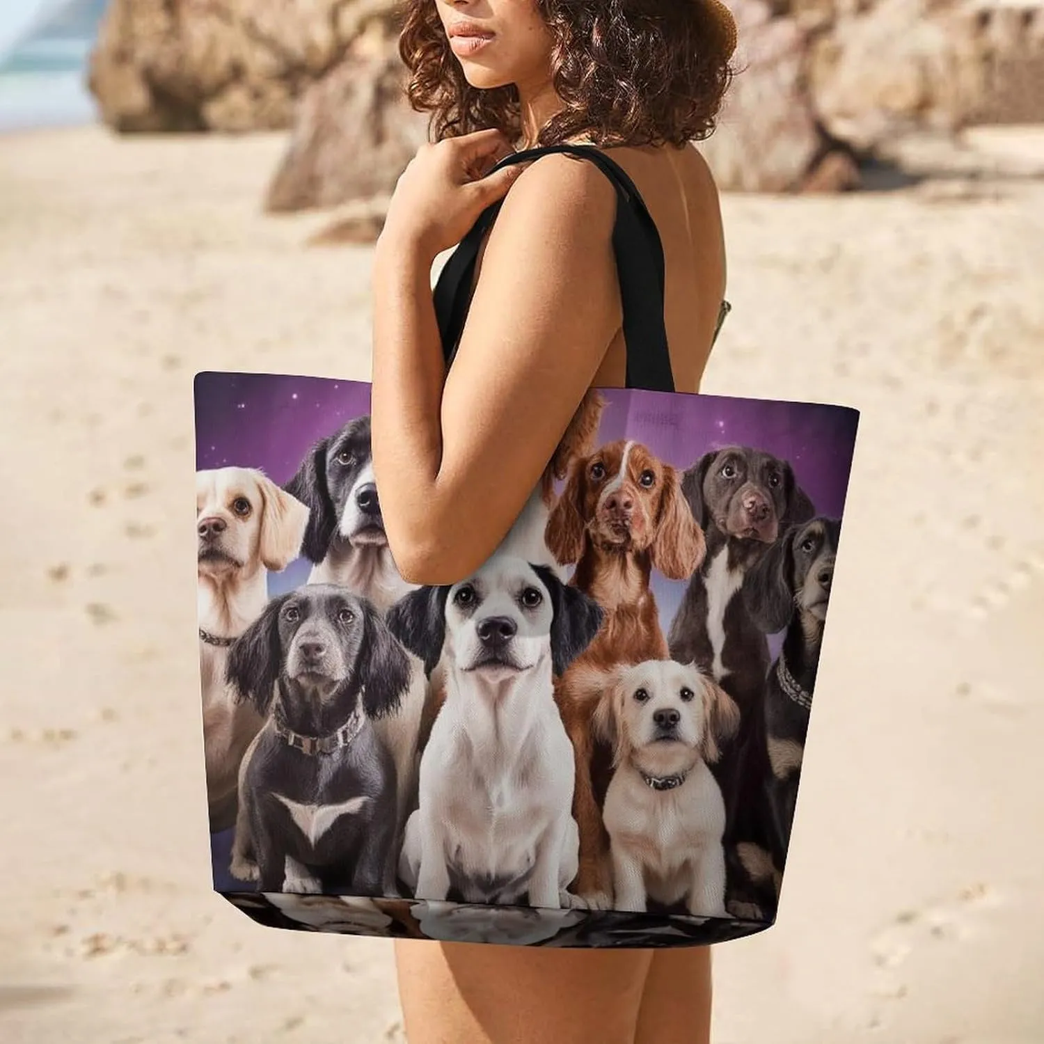 Womens Grocery Bag, Large Capacity Tote Bags Portable Reusable Shopping Shoulder Bag