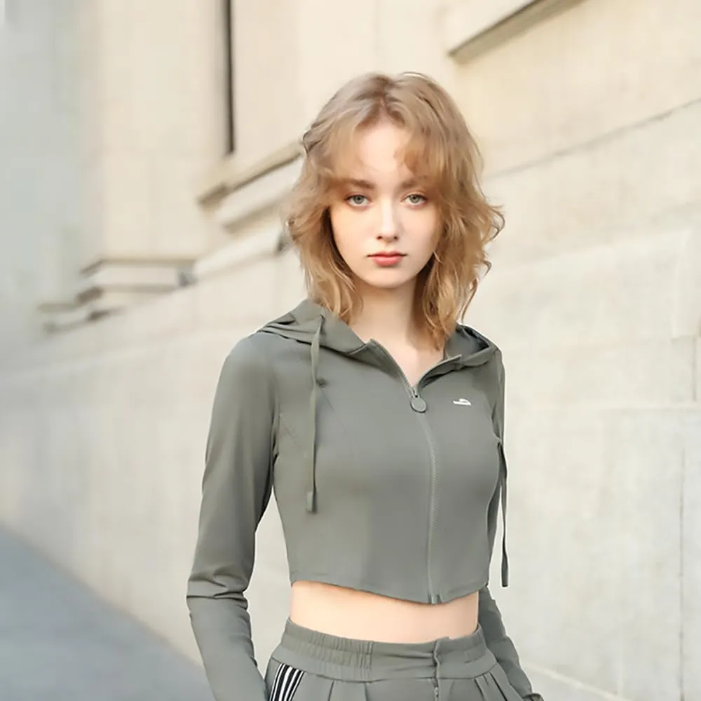 Women's Jogging Jackets UV Protection Jacket Slim Fit Sportswear High Waist Workout Coat UPF50 