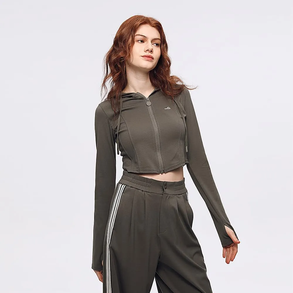 Women's Jogging Jackets UV Protection Jacket Slim Fit Sportswear High Waist Workout Coat UPF50 