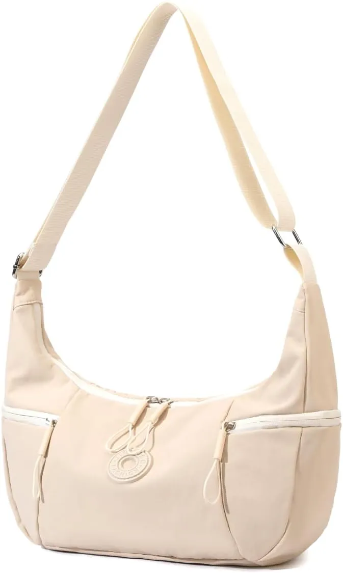 Women’s Lightweight Crossbody Bag Waterproof Sling Bag, Nylon Crescent Purse Casual Cross Body Handbag with Adjustable Strap