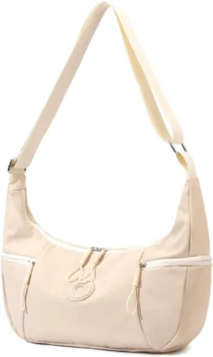 Women’s Lightweight Crossbody Bag Waterproof Sling Bag, Nylon Crescent Purse Casual Cross Body Handbag with Adjustable Strap