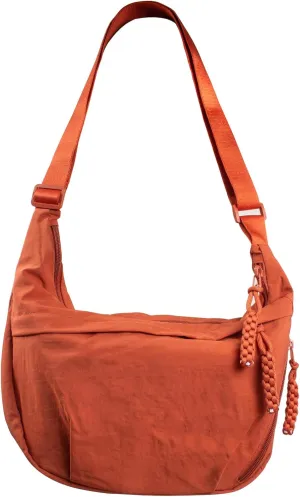 Women's Nylon Hobo Crescent Crossbody Bag, Multi-Pocket Sling Bag, Half Moon Shoulder Purse