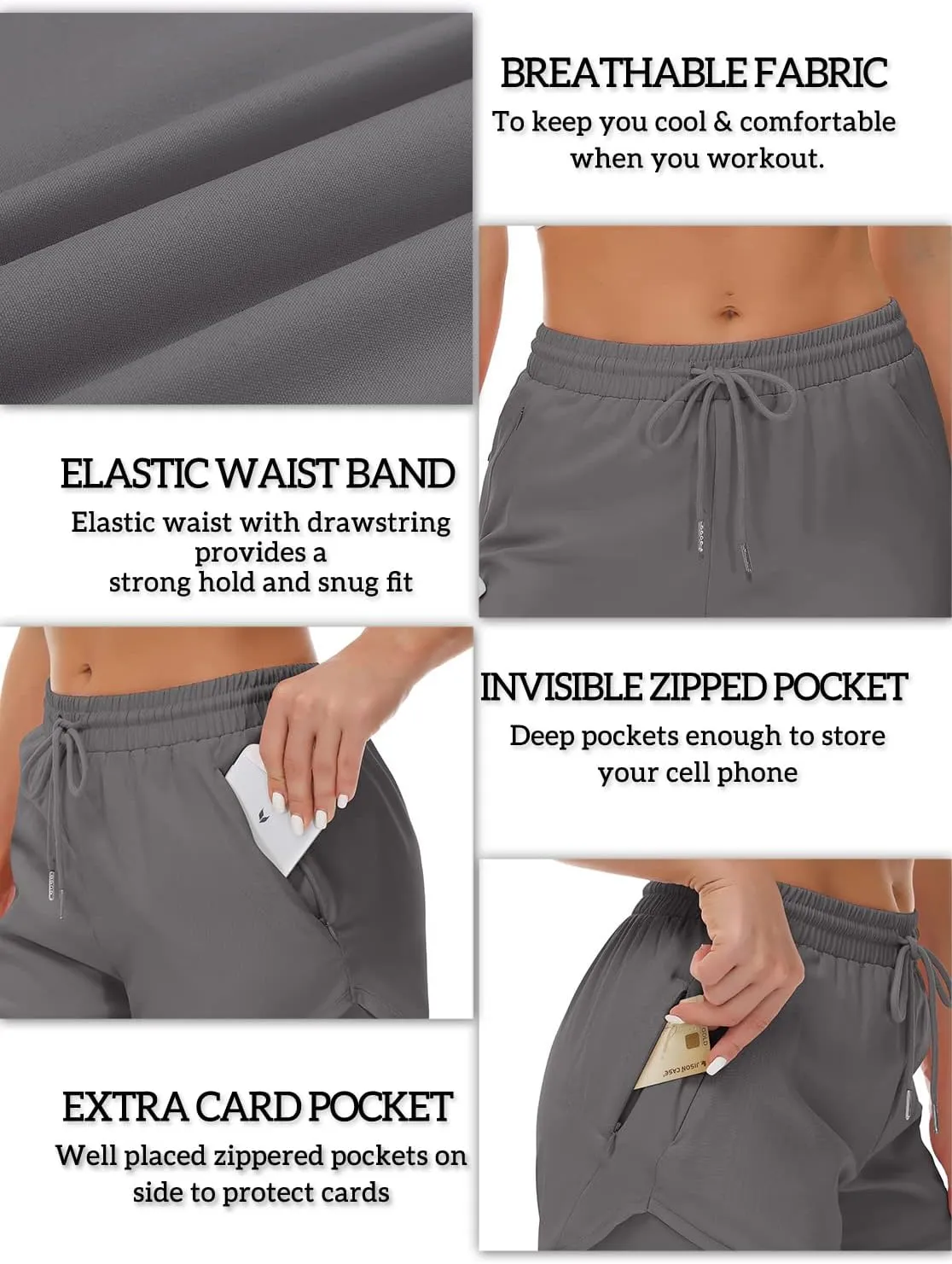 Women's Running Shorts with Liner 3 Zipper Pockets Elastic Workout Athletic Gym Yoga Shorts