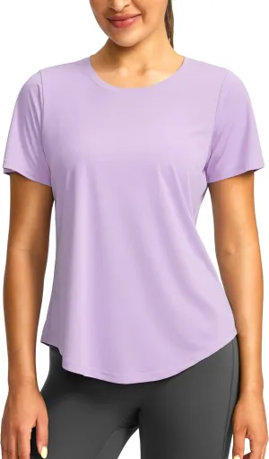 Women's Short Sleeve Workout Shirts Breathable UPF 50  Sun Protection T-Shirts Quick Dry Gym Running Hiking Tops