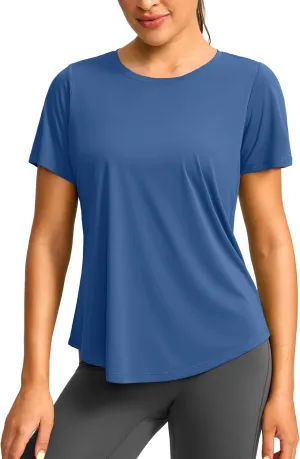 Women's Short Sleeve Workout Shirts Breathable UPF 50  Sun Protection T-Shirts Quick Dry Gym Running Hiking Tops